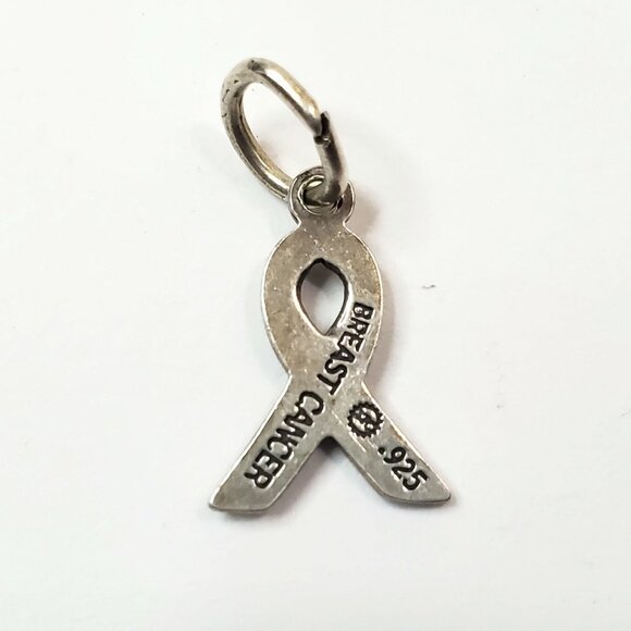 Sterling Silver Breast Cancer Awareness Ribbon Charm Signed SJC - Picture 3 of 3